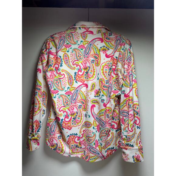 Emily Wonder Women’s Sz S Corduroy Pink Paisley Jacket Shacket Artsy Colorful - Picture 11 of 11